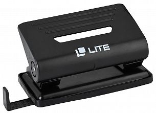 Дырокол LITE до 10 листов 2 отверстия, пластиковый, черный с линейкой форматов