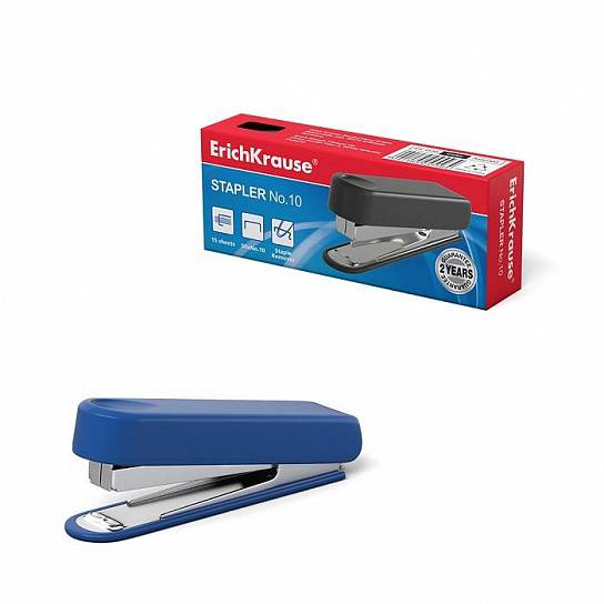 Степлер ErichKrause №10 до 15 листов, пластик, ассорти