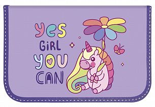 Пенал односекционный Schoolformat FAIRYTALE UNICORN 190х105 мм ткань, молния, с 1 откидной планкой