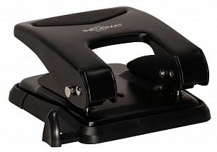 Дырокол INFORMAT Classic до 50 листов 2 отверстия, металлический, черный с линейкой форматов