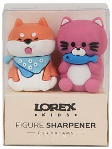 Набор точилок LOREX KIDS FUR DREAMS ассорти, корпус силикон, 1 отверстие, 2 шт в ПВХ коробке