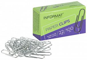 Скрепки INFORMAT 22 мм 100 шт., классические, оцинкованные, картонная упаковка