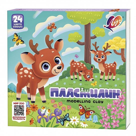 Пластилин Луч ZOO 24 цвета 360 г ассорти