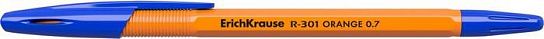 Ручка шариковая ErichKrause ORANGE R-301 синяя 0,7 мм, оранжевый шестигранный корпус