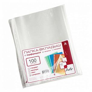 Файлы Бюрократ А4 100 мкм плотные, прозрачные, гладкие, 100 шт