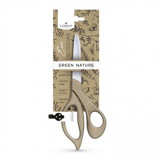 Ножницы LOREX ECO GREEN NATURE 215 мм бежевые, эргономичные ручки из эко-пластика