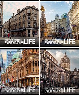 Тетрадь 96 л. А5 клетка, на скрепке, офсет№2 Creativiki ГОРОДА мелованный картон, эконом