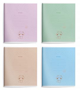 Тетрадь 12 л. клетка LOREX KIDS SMALL BEAR мелованный картон, запечатка форзаца, матовая ламинация, выборочный УФ-лак, фольга