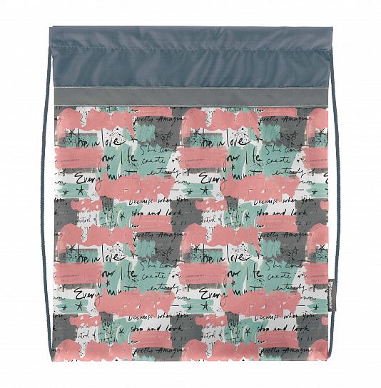 Мешок для обуви Schoolformat ПАСТЕЛЬНЫЙ ПАТТЕРН 42х34 см, серый, 1 отделение, для девочек