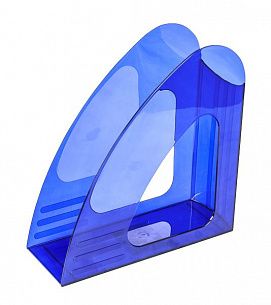 Лоток вертикальный для бумаг INFORMAT 90 мм, темно-синий тонированный пластик