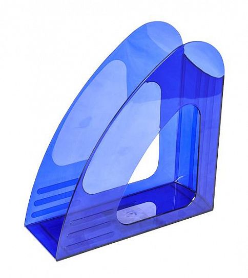 Лоток вертикальный для бумаг INFORMAT 90 мм, темно-синий тонированный пластик