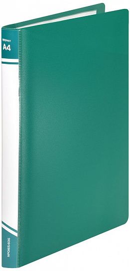 Папка с файлами INFORMAT А4 60 файлов, пластик 600 мкм, зеленая, карман для маркировки