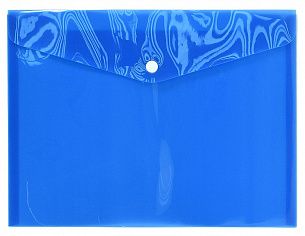 Пластиковый конверт INFORMAT А5+, на кнопке, прозрачный 180 мкм, синий