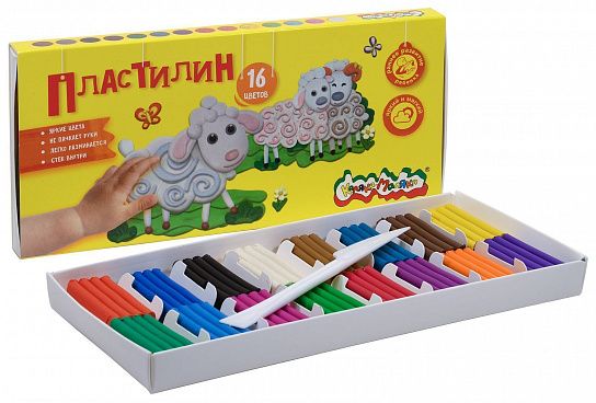 Пластилин Каляка-Маляка 16 цветов 240 г ассорти, со стеком
