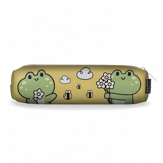 Пенал-тубус 1 отделение LOREX KIDS HAPPY FROG 200x40x60 мм желтый, кож/зам