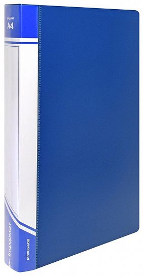 Папка с файлами INFORMAT А4 60 файлов, пластик 600 мкм, синяя, карман для маркировки