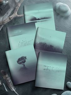 Тетрадь 48 л. А5 линия, на скрепке, офсет LOREX HAZE LANDSCAPE мелованный картон, двойная обложка, запечатка форзаца, soft touch