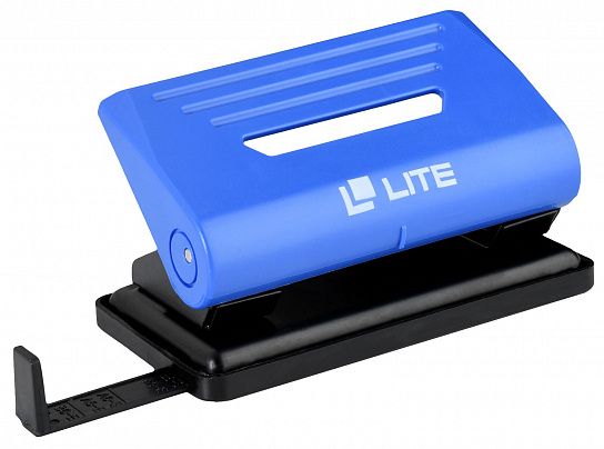 Дырокол LITE до 10 листов 2 отверстия, пластиковый, синий с линейкой форматов