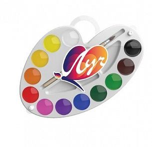 Акварель Луч ПАЛИТРА 12 цветов, с кистью фигурная пластиковая упаковка с европодвесом