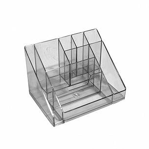 Подставка для канцелярских принадлежностей Стамм КАСКАД 9 отделений, 160×105×115 мм, серый тонированный пластик