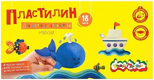 Пластилин мягкий Каляка-Маляка ДЛЯ ДЕТСКОГО ТВОРЧЕСТВА 18 цветов 270 г ассорти, со стеком