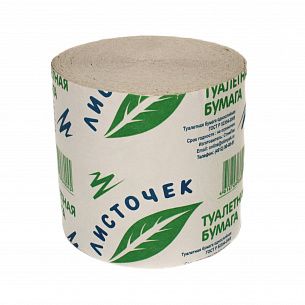 Бумага туалетная 1-слойная СТ-ПРОД ЛИСТОЧЕК, 1 шт/упак серая втор. сырье