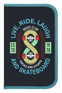 Пенал 1 секционный большой Schoolformat SKATE NON-STOP, 190х90 мм, Soft-touch