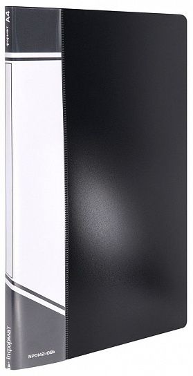 Папка с файлами INFORMAT А4 10 файлов, пластик 500 мкм, черная, карман для маркировки