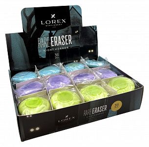 Ластик LOREX RARE ERASER NIGHT HORROR, термопластичная резина, 45х12х10 мм круглый, ассорти, мягкий, пластиковая центровка, индивидуальный ШК