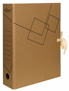 Короб архивный INFORMAT 75 мм А4 серый микрогофрокартон, 2 завязки, вместимость до 700 листов разобранный