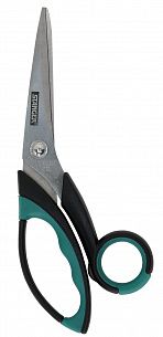 Ножницы Stanger 180 мм черно-бирюзовые, эргономичные ручки пластиковые с резиновыми вставками