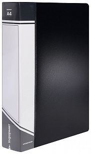 Папка с файлами INFORMAT А4 80 файлов, пластик 800 мкм, черная, карман для маркировки