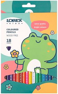 Набор цветных карандашей LOREX KIDS 18 цв. трехгранные, пластиковые в картонной упаковке
