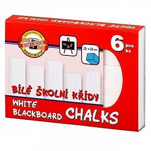 Мелки белые Koh-I-Noor школьные 6 шт, прямоугольные