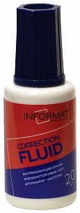 Корректирующая жидкость INFORMAT с кисточкой, 20 мл, на основе растворителя