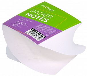 Блок для записей INFORMAT 8х8х5 см Спираль проклеенный белый 80 г/м2 (белизна 94%-100%)