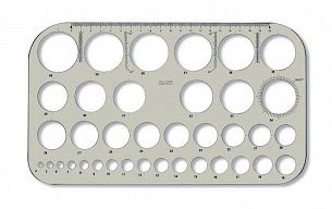 Линейка-трафарет Koh-I-Noor ШАБЛОН КРУГОВ 20 см пластик тонированный, дымчатая, с европодвесом