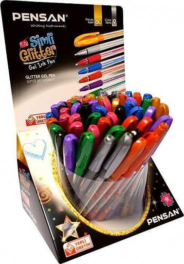 Ручка гелевая Pensan GLITTER GEL 1 мм ассорти, круглый корпус, грип