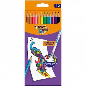 Набор цветных карандашей BIC ИЛЛЮЖН 12 цв. с ластиком