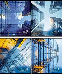 Тетрадь 48 л. А5 клетка, на скрепке, офсет№2 Creativiki НЕБОСКРЕБЫ мелованный картон, ВД-лак, эконом